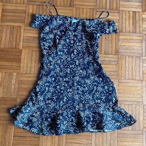 Zara Basic floral off shoulder mini dress
